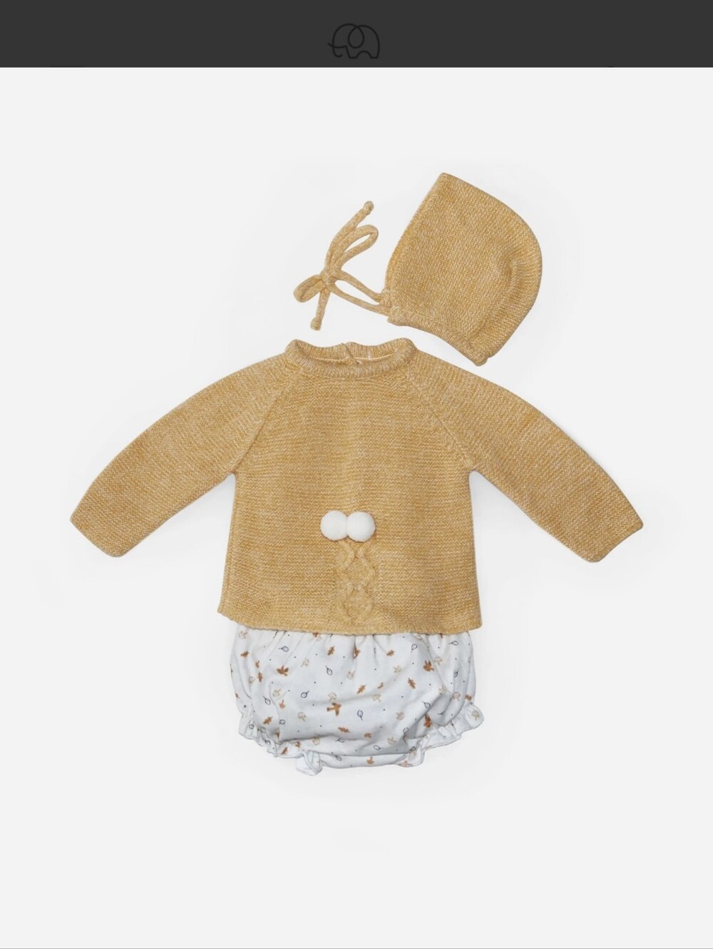 Knit Sweater & Bonnet Baby Set in Mustard
